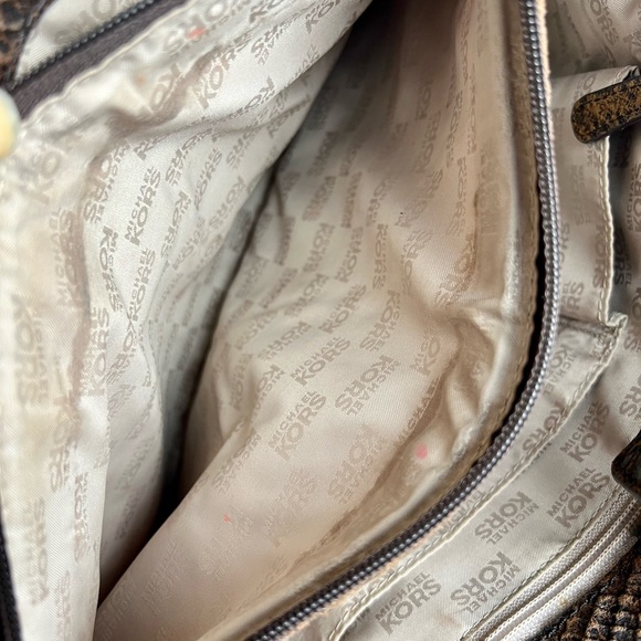 Michael Kors Brown Hamilton Snake Embossed Satchel - Picture 13 of 15